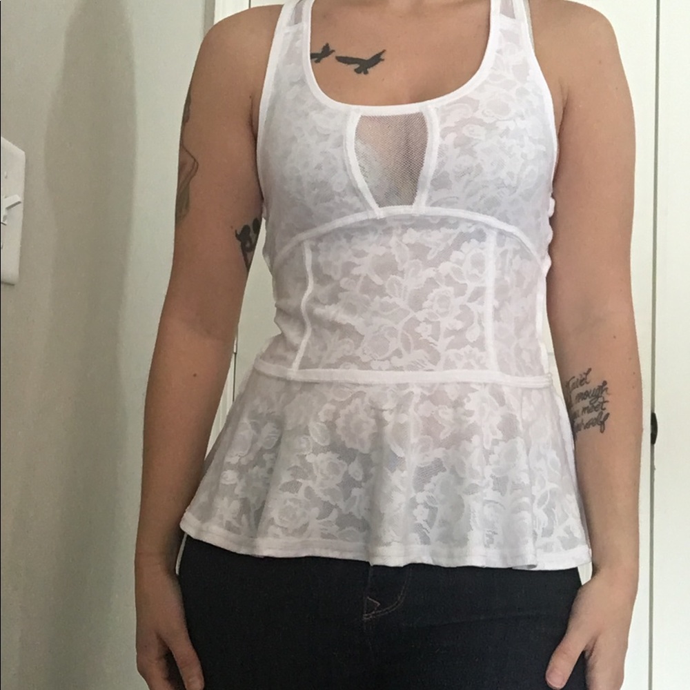 AE Lace-Mesh Workout top